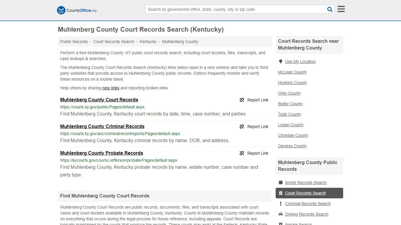 Court Records Search - Muhlenberg County, KY (Adoptions ...