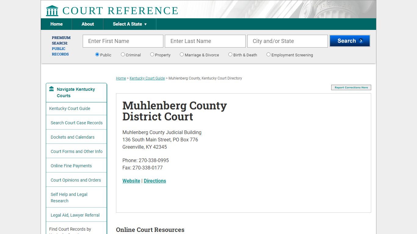 Muhlenberg County District Court - Courtreference.com